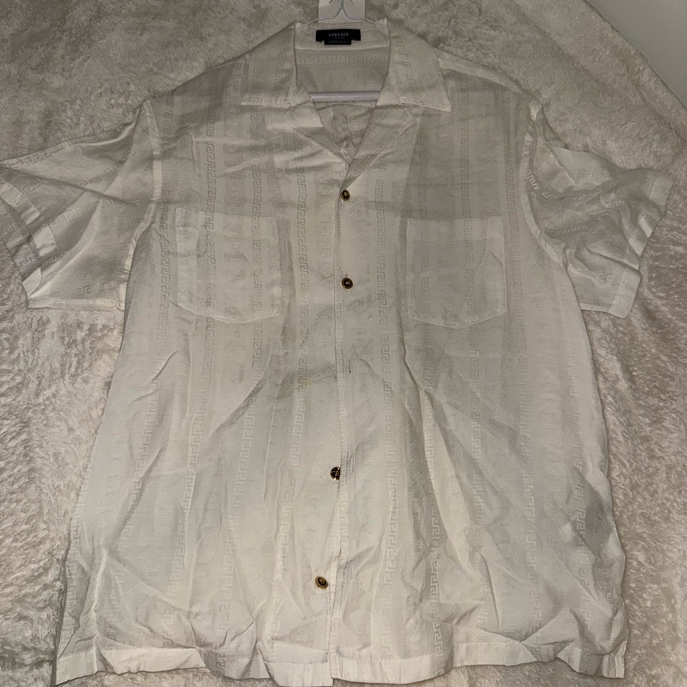 Versace Cream Short Sleeve Shirt Jacket